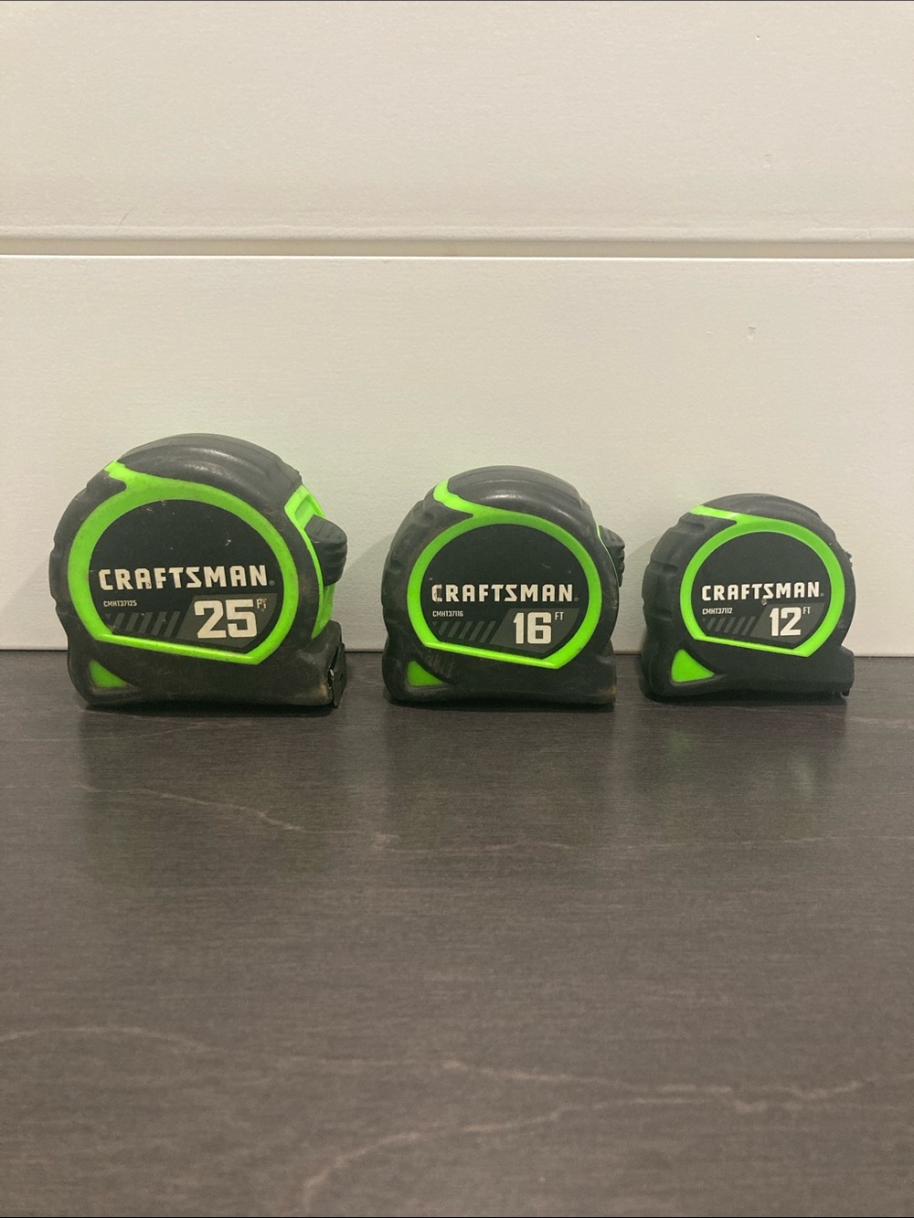 Craftsman Hi-Vis Tape Measures-3 Pack-12, 16, 25 foot measures- GUC